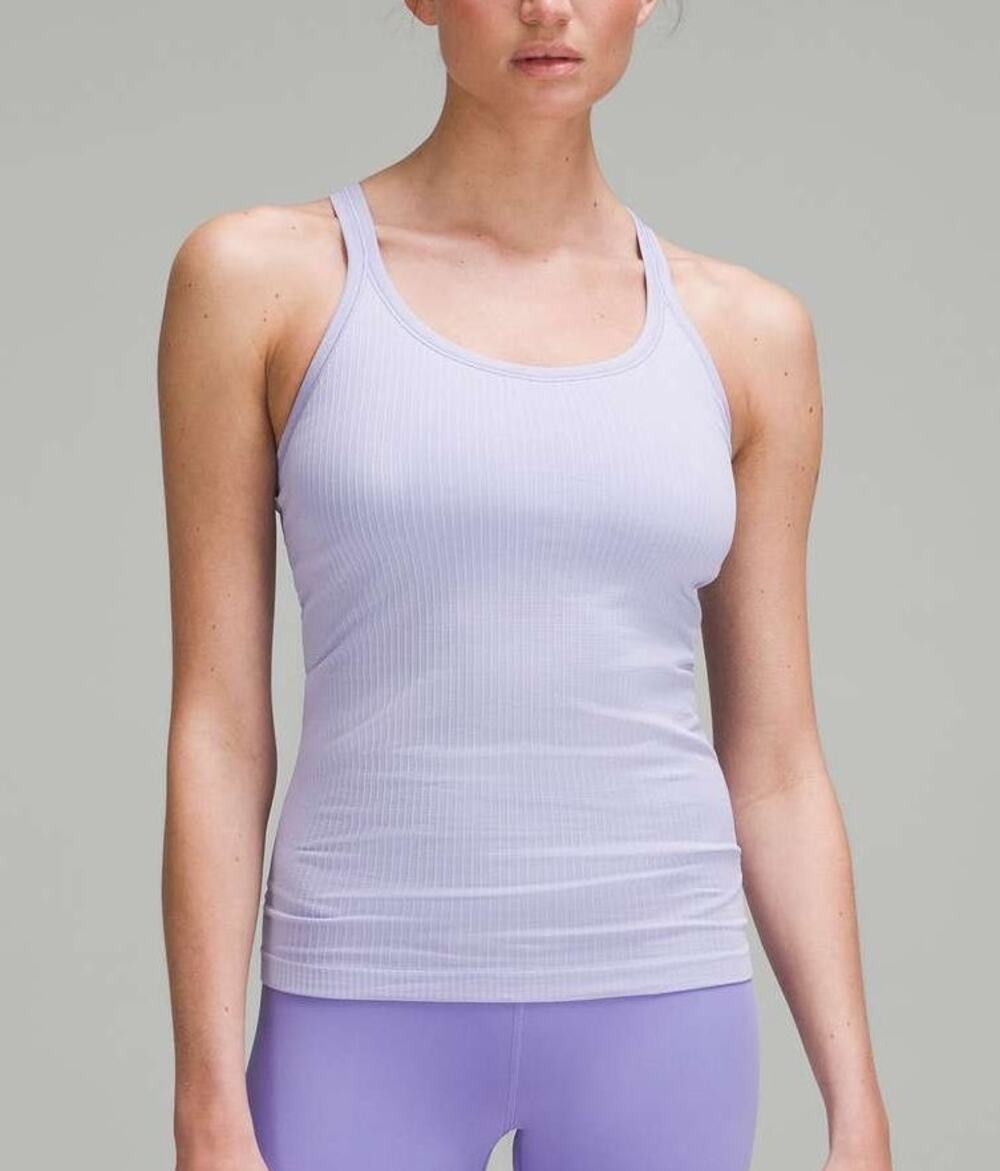 Lululemon Ebb to Street Ribbed Tank Top Size 6 Lavender Yoga Workout Pilates Gym